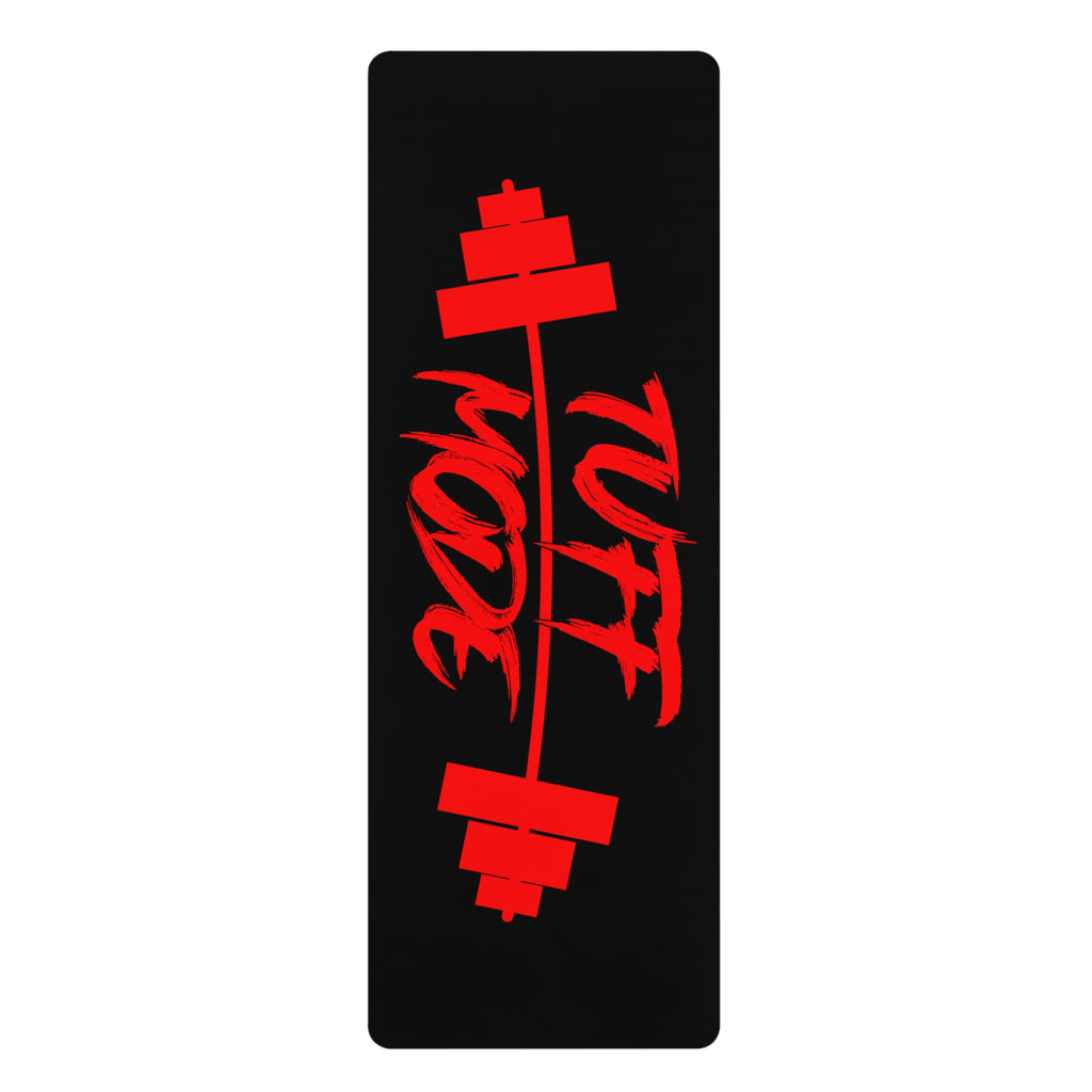 Rubber Yoga Mat — Bold Red 'Tuff Morn' Barbell Design for Strength Training & Yoga