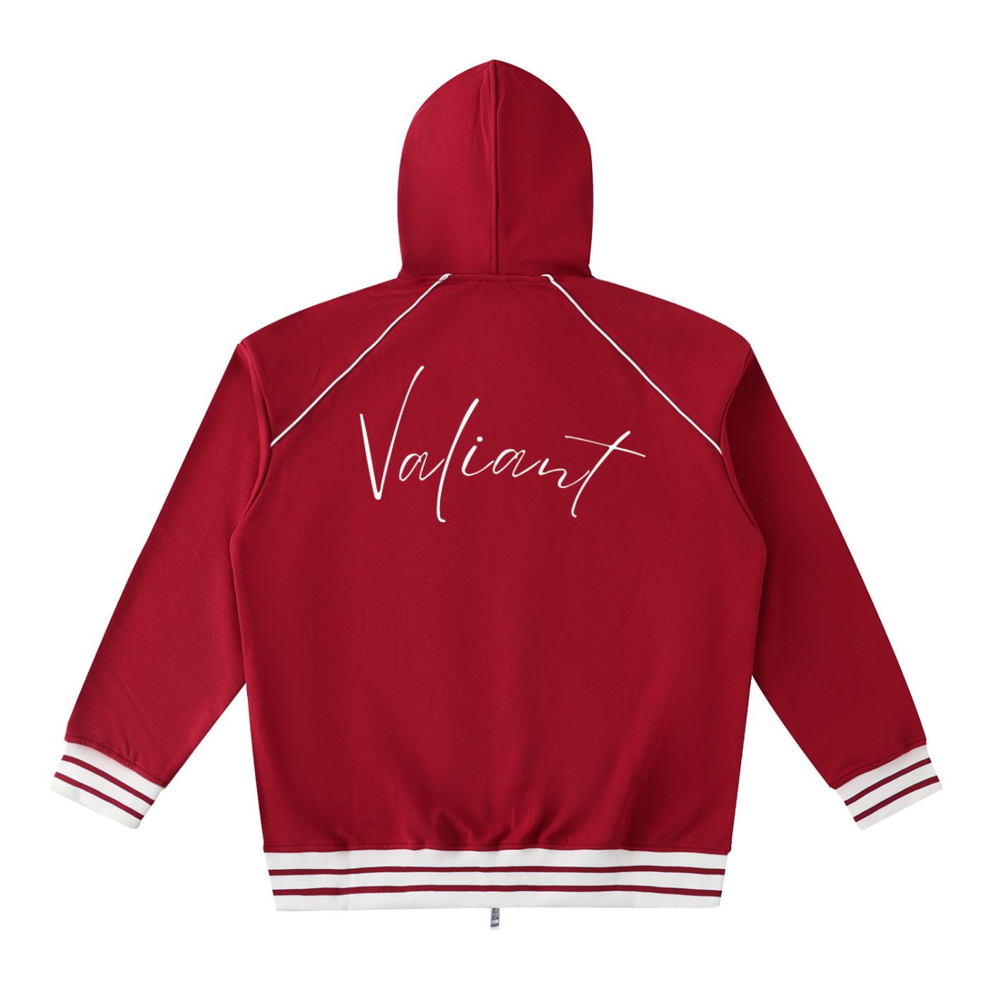 Striped Trim Zip-Up Hoodie